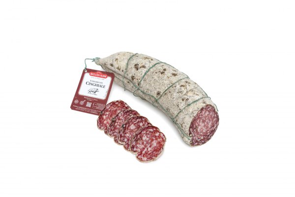 Salami mit Wildschwein geschnitten